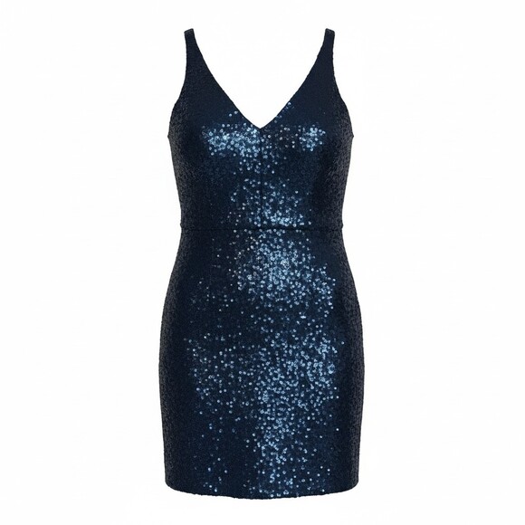Nightway/R&M RichardsWomen's Sequin Sheath Sleeveless Dress Blue Size 14 Prom
